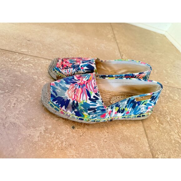 Lilly Pulitzer "Dive In" Multi-Color Espadrille Shoes Size 6 Womens Vibrant Canv - Picture 2 of 4
